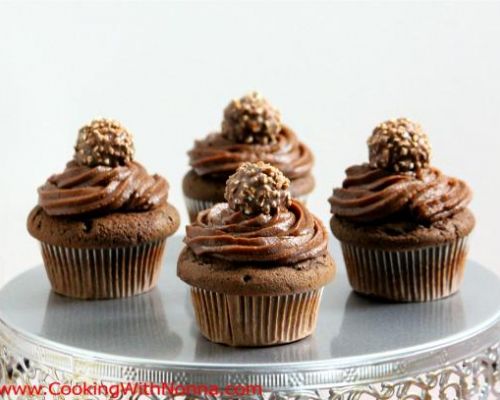 Ferrero Rocher Cupcakes filled with Chocolate Ganache